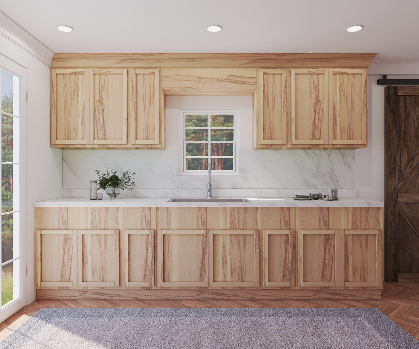 Raw Hickory Kitchen Cabinet Kit - Large
