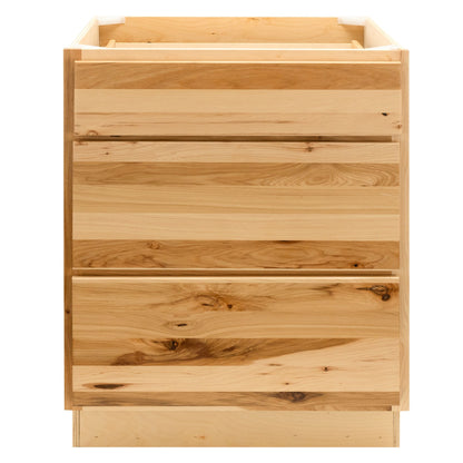 3 Drawer Kitchen Cabinet Rustic Hickory Base Cabinet