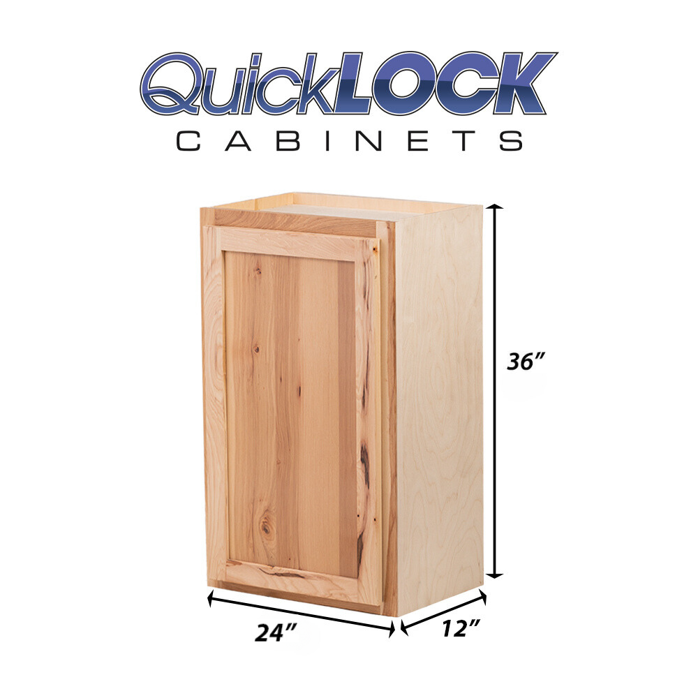 Quicklock RTA (Ready-to-Assemble) Rustic Hickory Wall Cabinet- Single Door 36"H x (18", 21", 24"W)