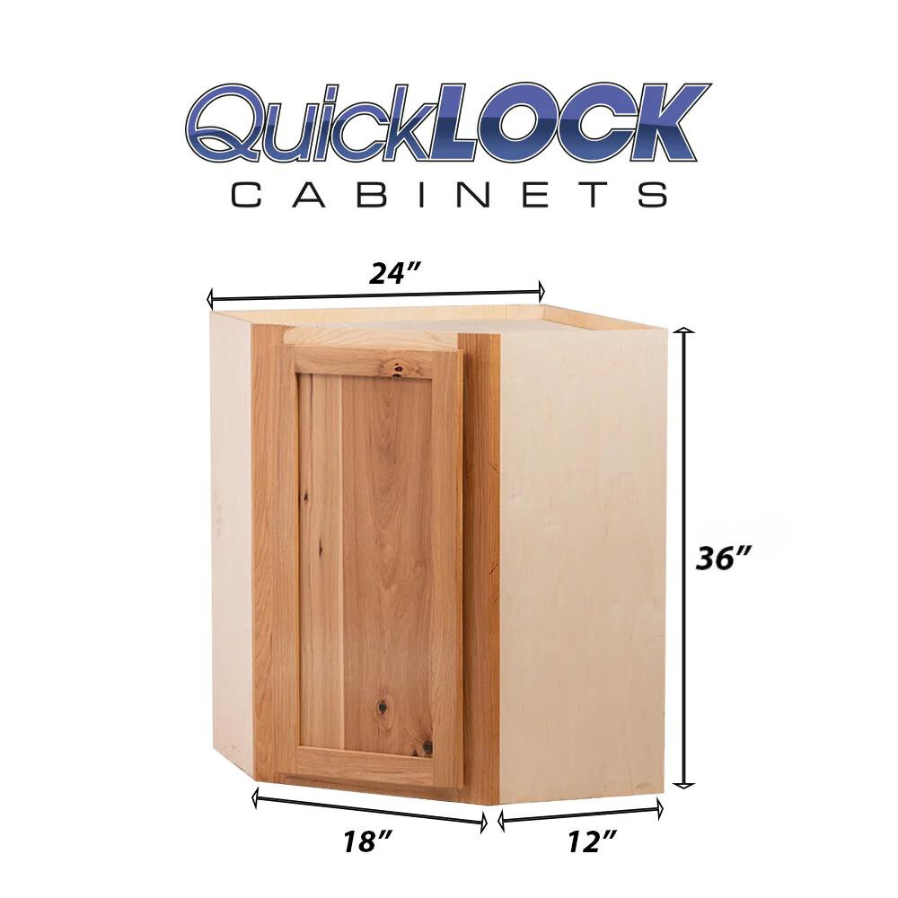 Quicklock RTA (Ready-to-Assemble) Rustic Hickory Wall Corner Cabinet- 24"W x (30", 36"H)