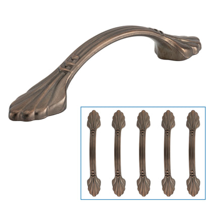 Drawer Pull & Cabinet Handle 3" Weathered Copper with Center Arch