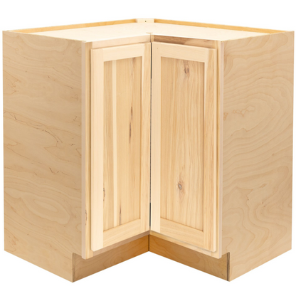 Lazy Susan Kitchen Cabinet Raw Hickory Corner Base Cabinet