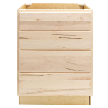 4 Drawer Kitchen Cabinet Raw Maple Base Cabinet