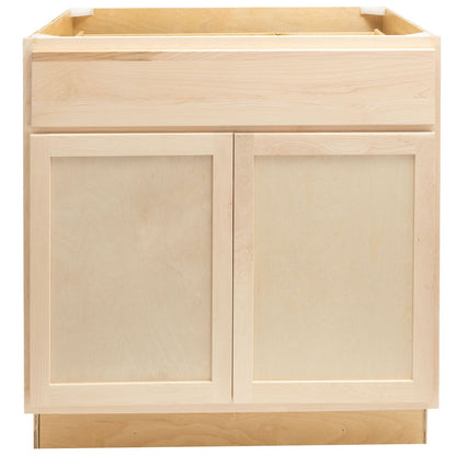 27" - 36" Kitchen Cabinet Raw Maple Base Cabinet