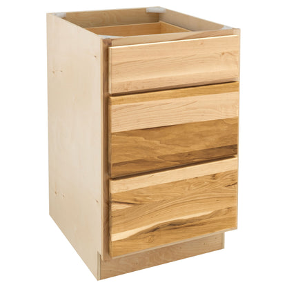 3 Drawer Kitchen Cabinet Rustic Hickory Base Cabinet