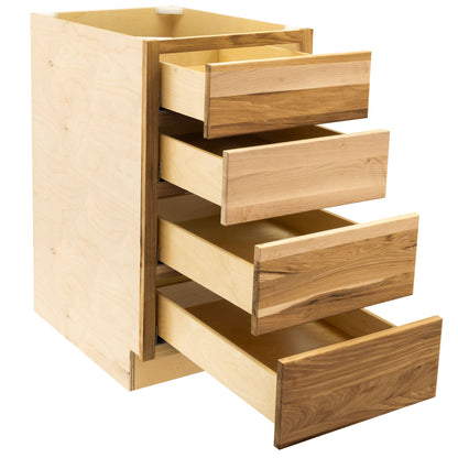 4 Drawer Kitchen Cabinet Rustic Hickory Base Cabinet