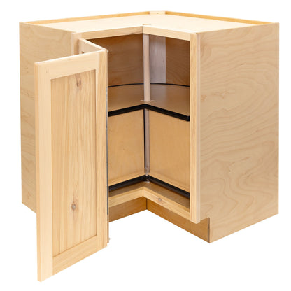 Lazy Susan Kitchen Cabinet Raw Hickory Corner Base Cabinet