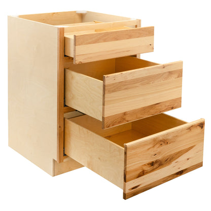 3 Drawer Kitchen Cabinet Rustic Hickory Base Cabinet