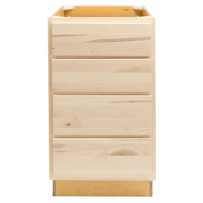 4 Drawer Kitchen Cabinet Raw Maple Base Cabinet