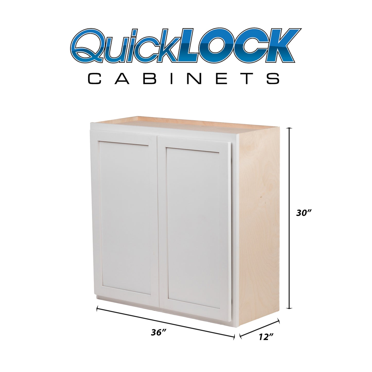Quicklock RTA (Ready-to-Assemble) Pure White 36"Wx30"Hx12"D Wall Cabinet