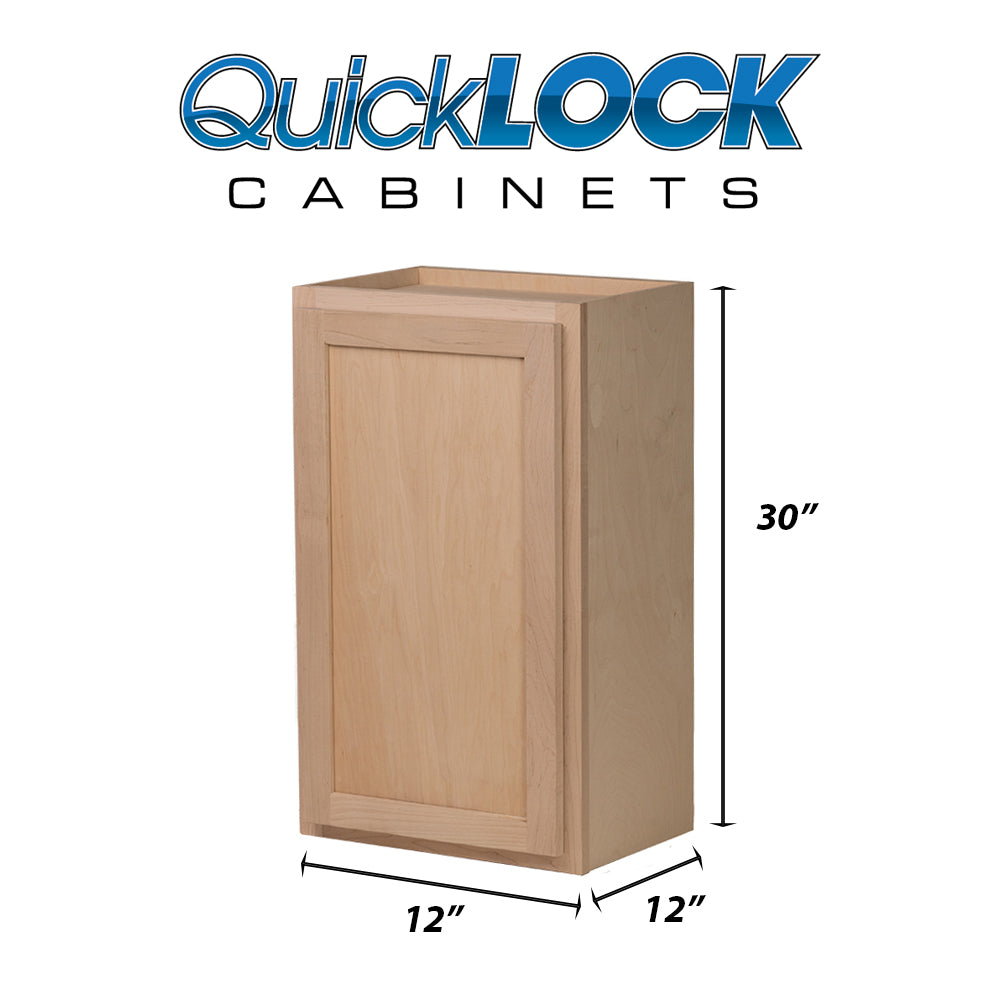 Quicklock RTA (Ready-to-Assemble) Raw Maple 12"Wx30"Hx12"D Wall Cabinet