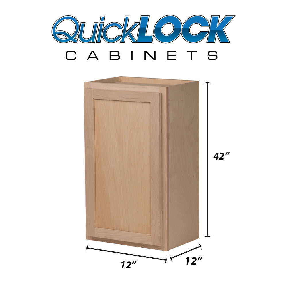 Quicklock RTA (Ready-to-Assemble) Raw Maple 12"Wx42"Hx12"D Wall Cabinet
