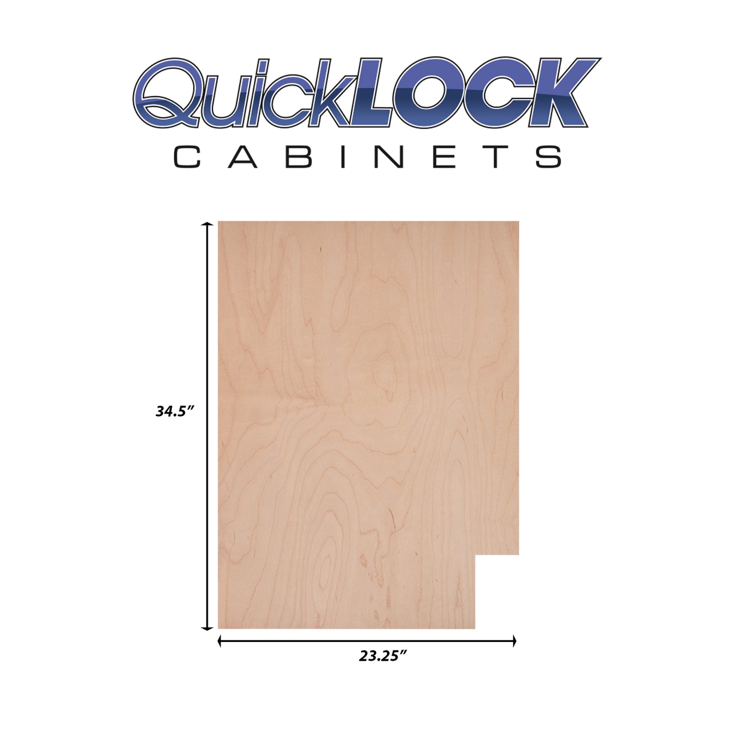 Quicklock RTA (Ready-to-Assemble) Raw Maple .25"X23.25"X34.5" End Panel - Left Side