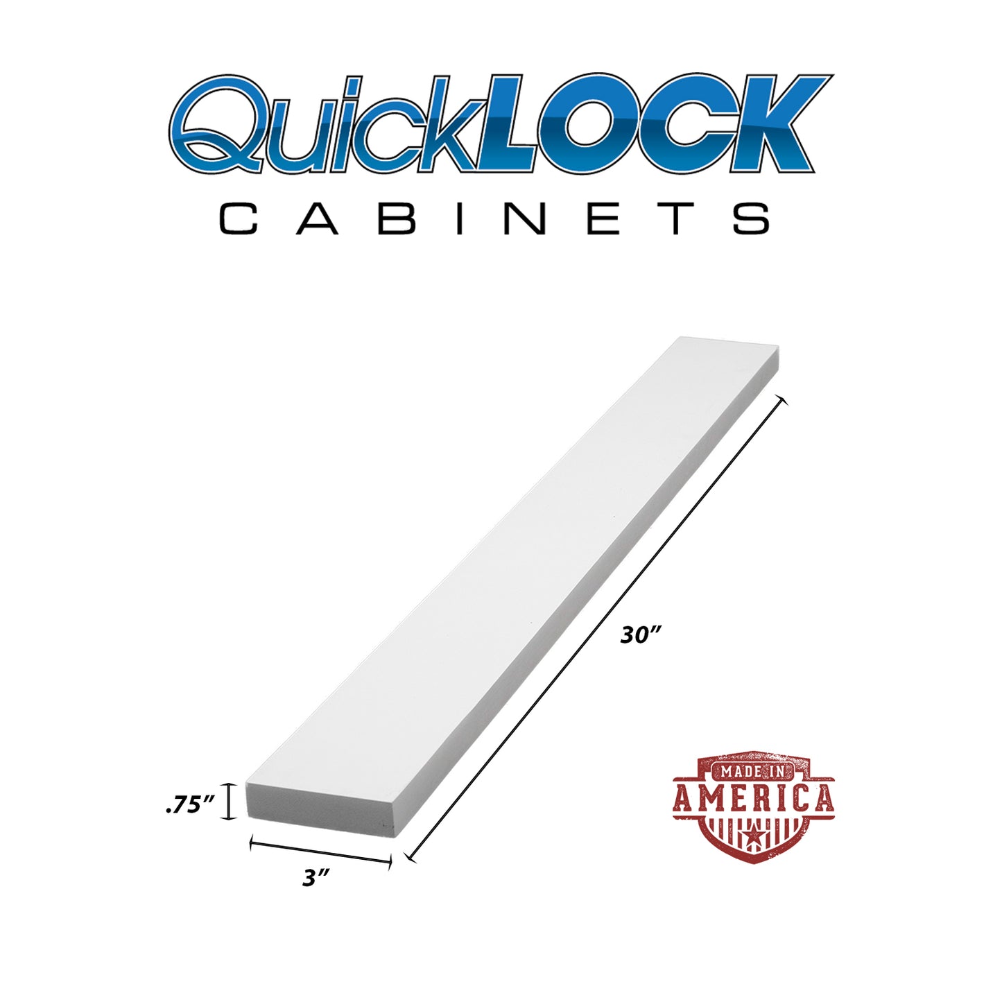 Quicklock RTA (Ready-to-Assemble) Pure White .75"X3"X30" Filler