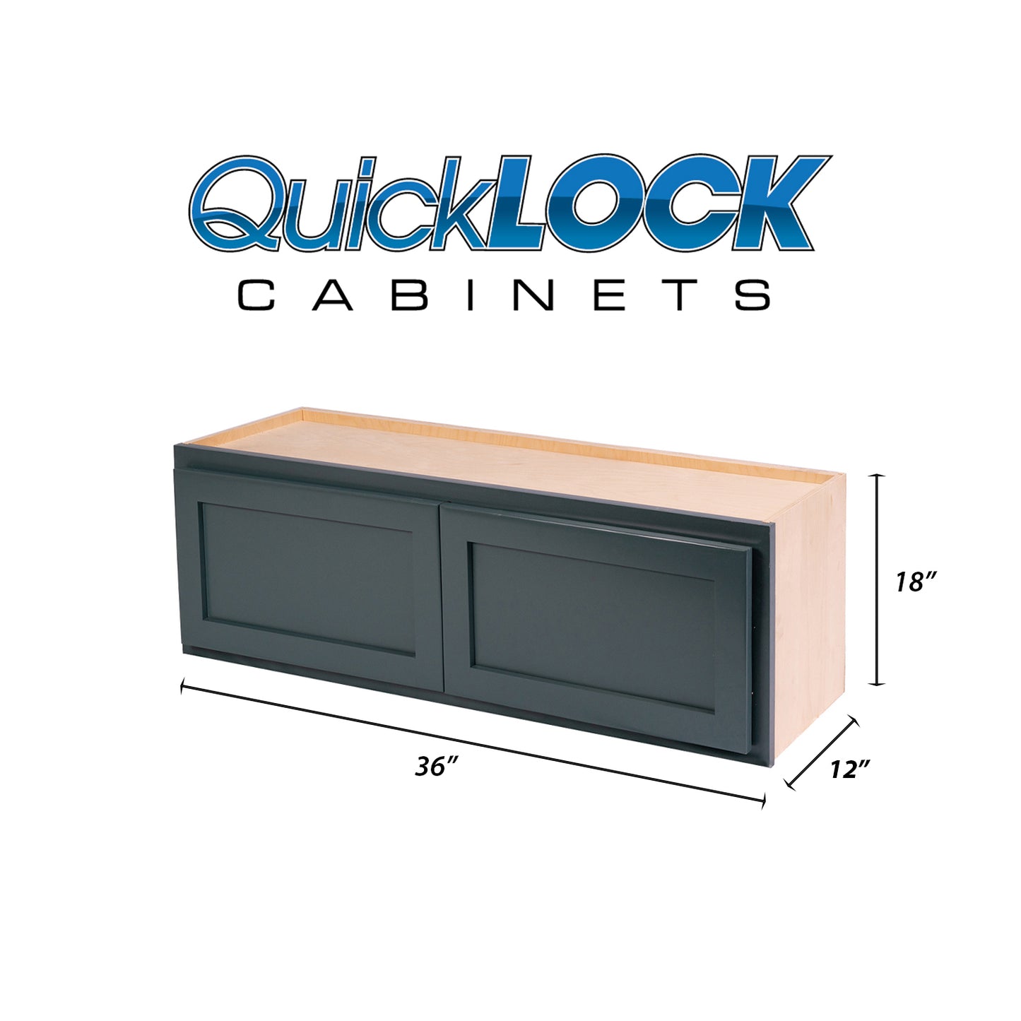 Quicklock RTA (Ready-to-Assemble) Needlepoint Navy 36"Wx18"Hx12"D Refrigerator Wall Cabinet