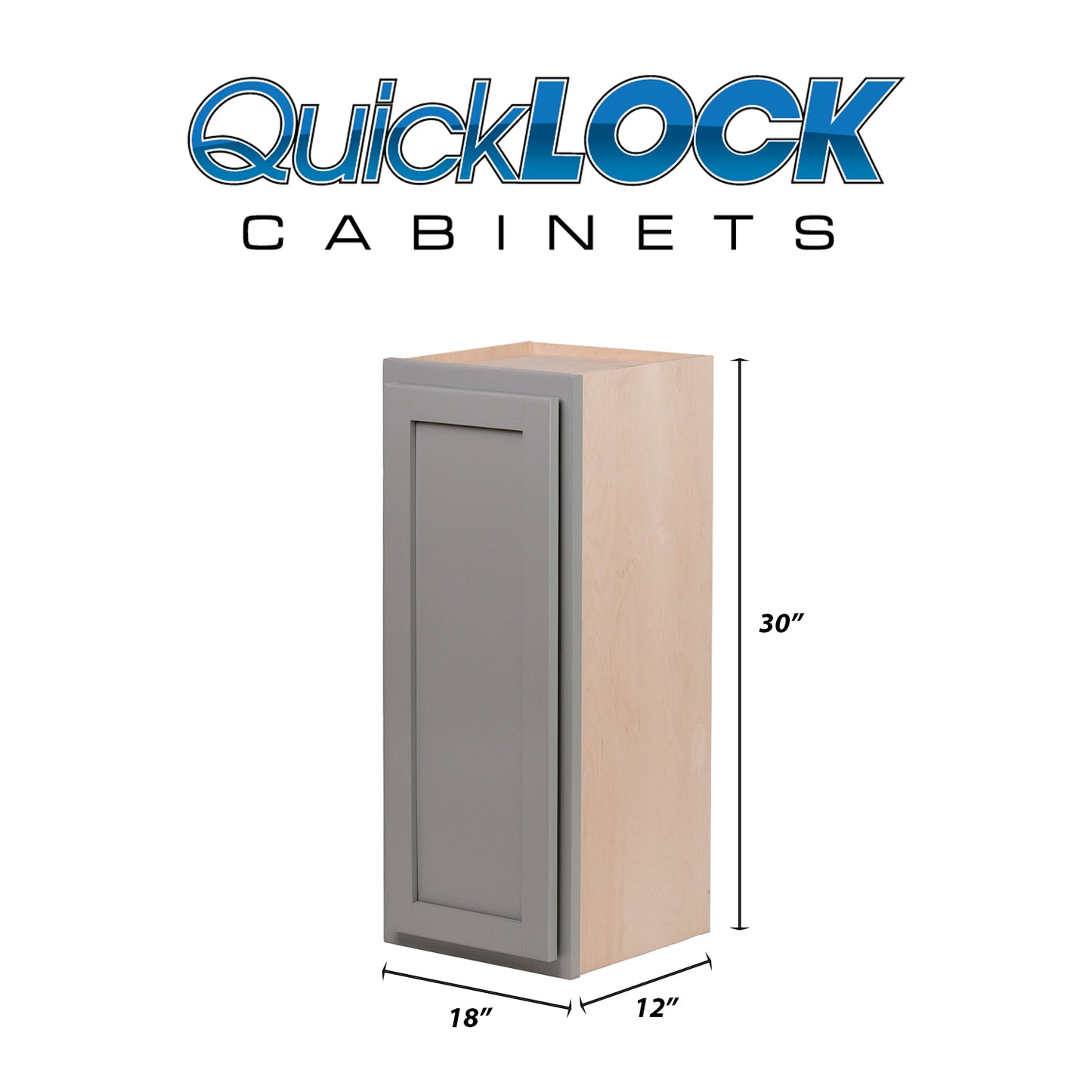 Quicklock RTA (Ready-to-Assemble) Magnetic Grey 18"Wx30"Hx12"D Wall Cabinet