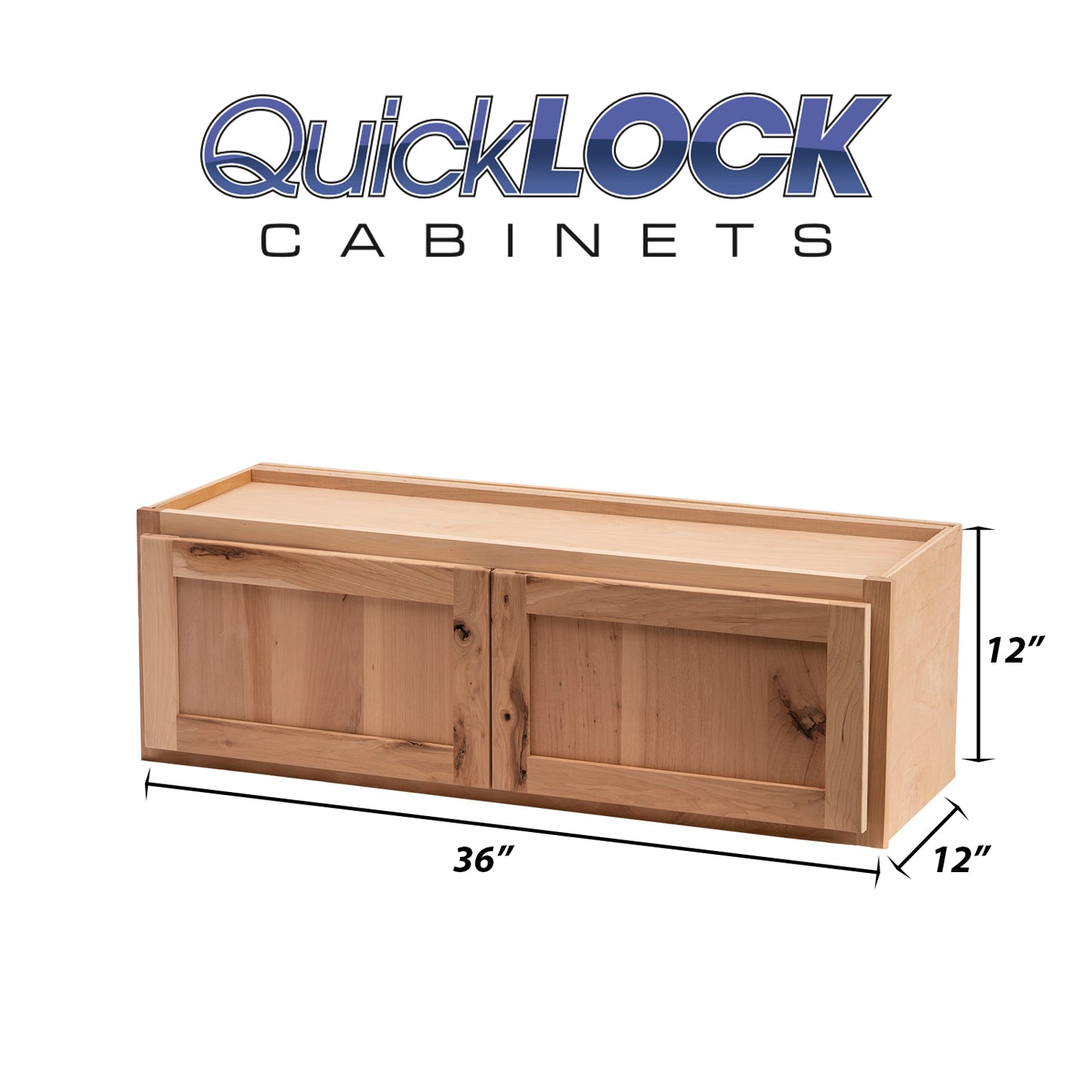 Quicklock RTA - Winding River Collection - Raw Hickory 36"Wx12"Hx12"D Refrigerator Wall Cabinet