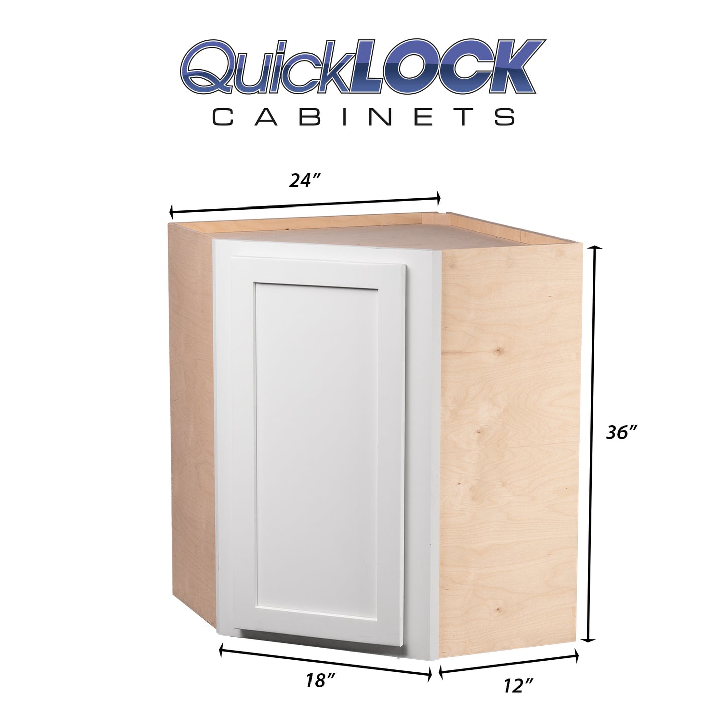 Quicklock RTA (Ready-to-Assemble) Pure White 24"WX36"HX12"D Wall Corner Cabinet