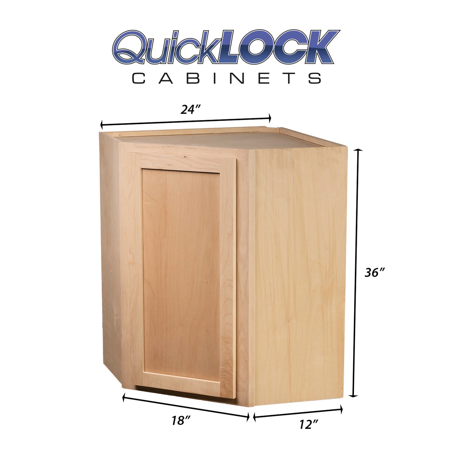 Quicklock RTA (Ready-to-Assemble) Raw Maple 24"Wx36"Hx12"D Wall Corner Cabinet