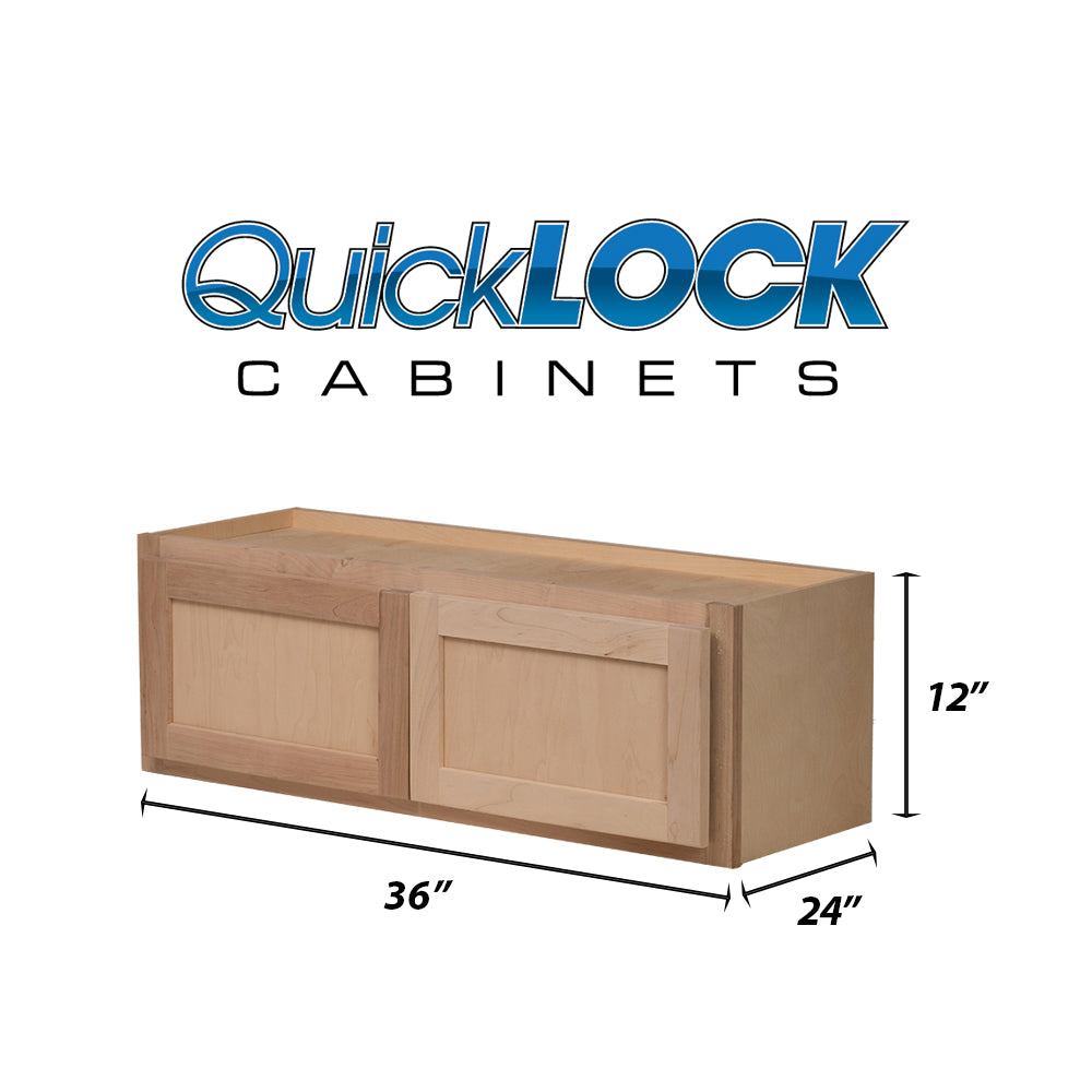 Quicklock RTA - Winding River Collection - Raw Maple 36"Wx12"Hx24"D Refrigerator Wall cabinet