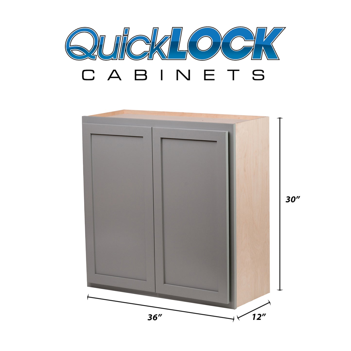 Quicklock RTA (Ready-to-Assemble) Magnetic Grey 36"Wx30"Hx12"D Wall Cabinet