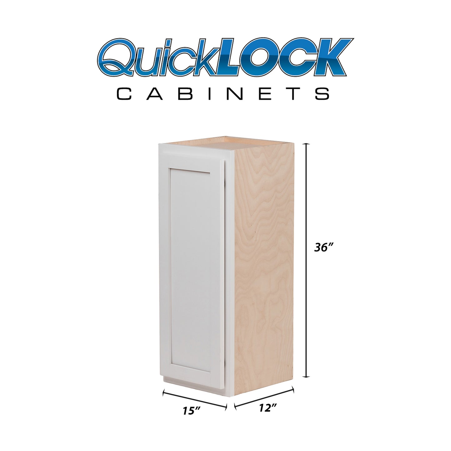 Quicklock RTA (Ready-to-Assemble) Pure White 15"Wx36"Hx12"D Wall Cabinet