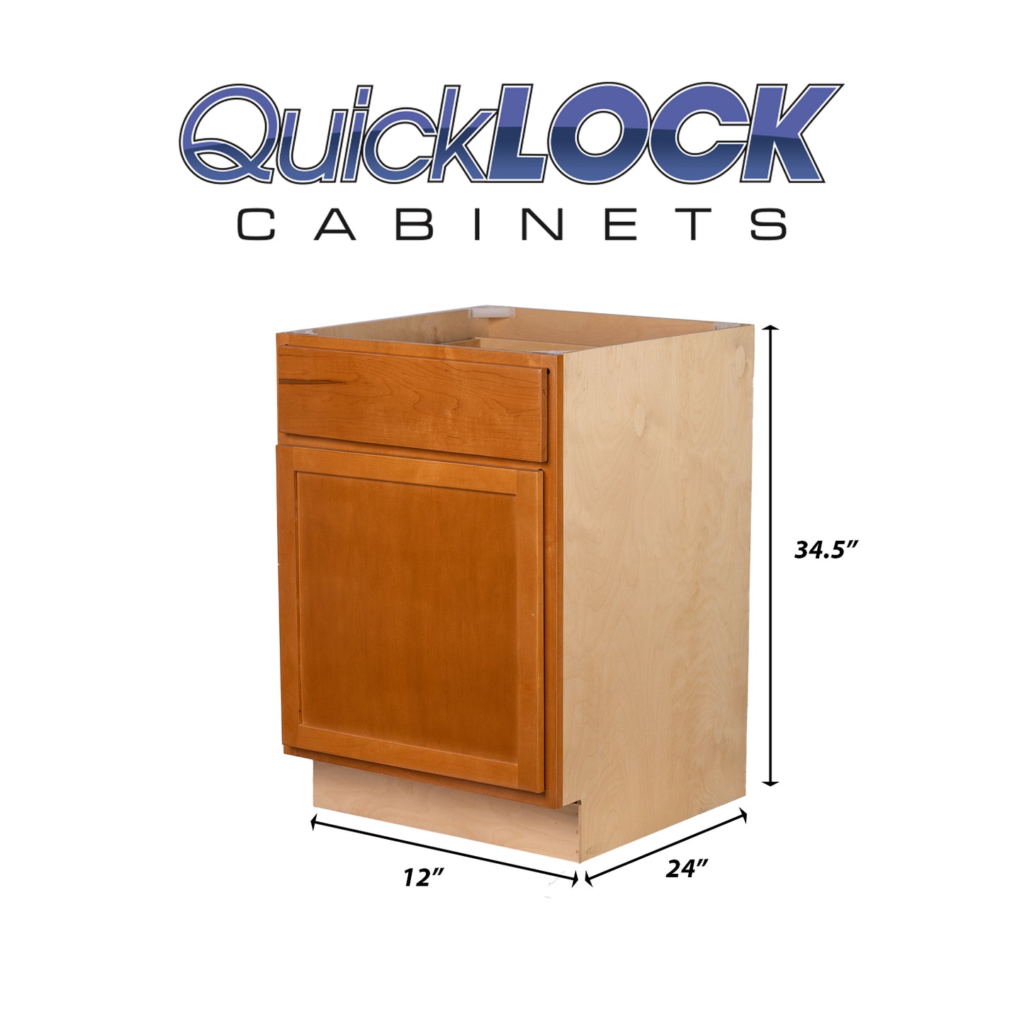 Quicklock RTA (Ready-to-Assemble) Provincial Stain Base Cabinet | 12"Wx34.5"Hx24"D