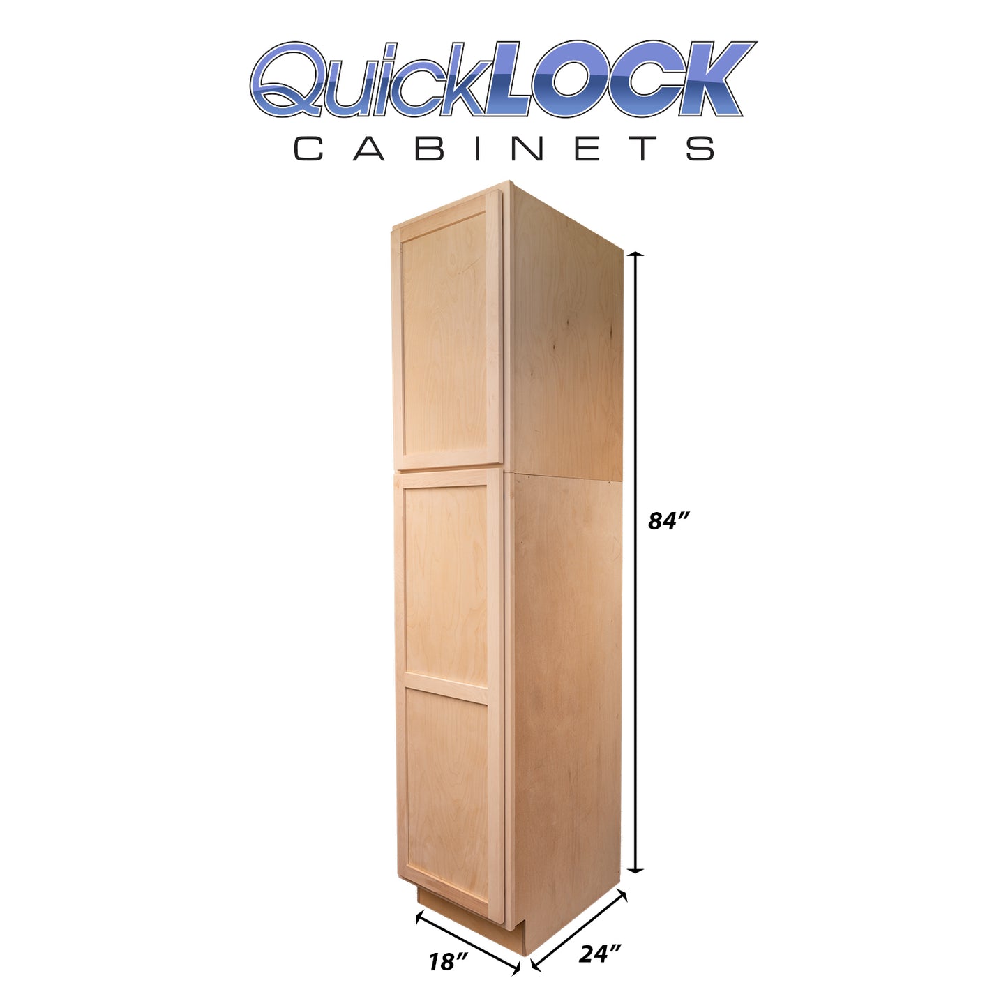 Quicklock RTA (Ready-to-Assemble) Raw Maple Pantry Cabinet 18"Wx84"Hx24"D