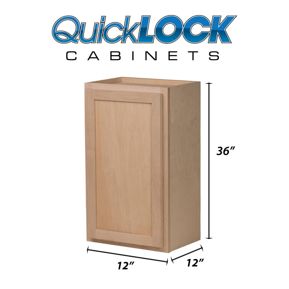 Quicklock RTA (Ready-to-Assemble) Raw Maple 12"Wx36"Hx12"D Wall Cabinet