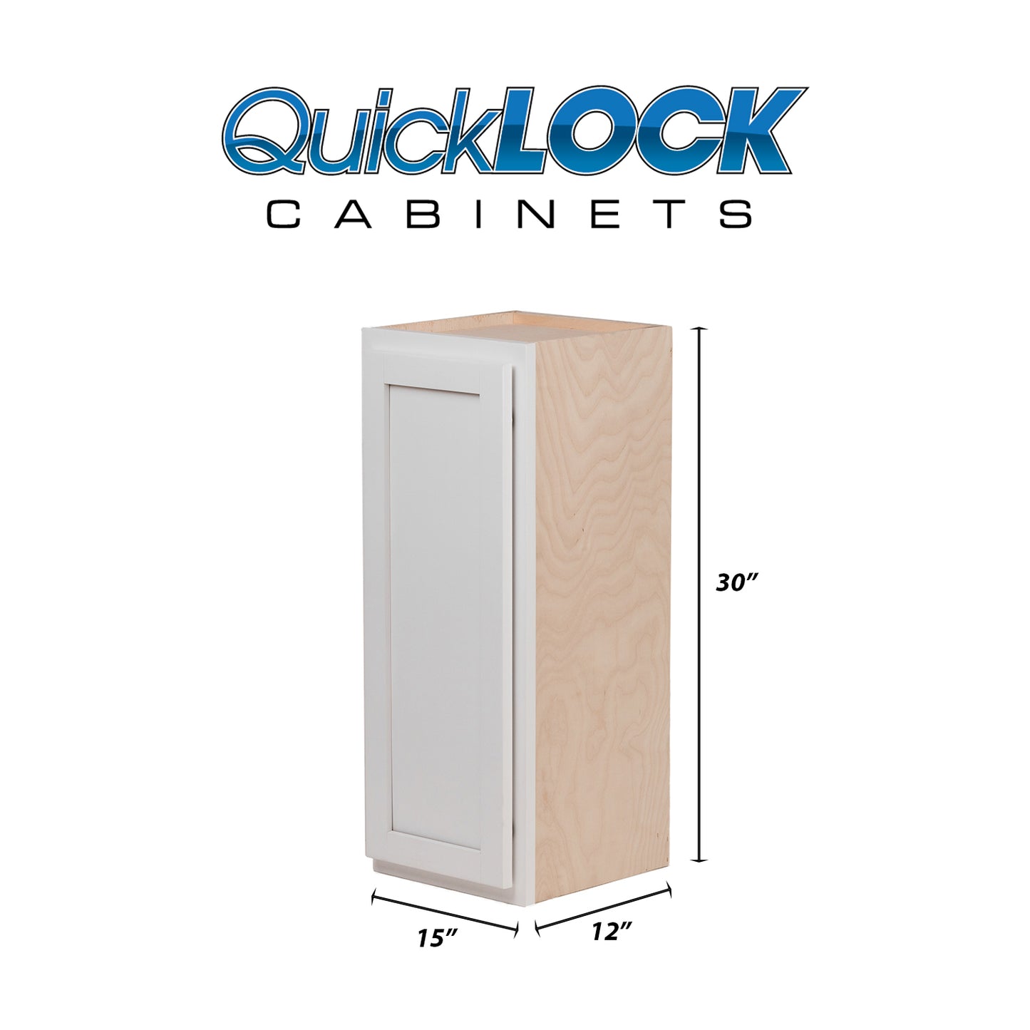 Quicklock RTA (Ready-to-Assemble) Pure White 15"Wx30"Hx12"D Wall Cabinet