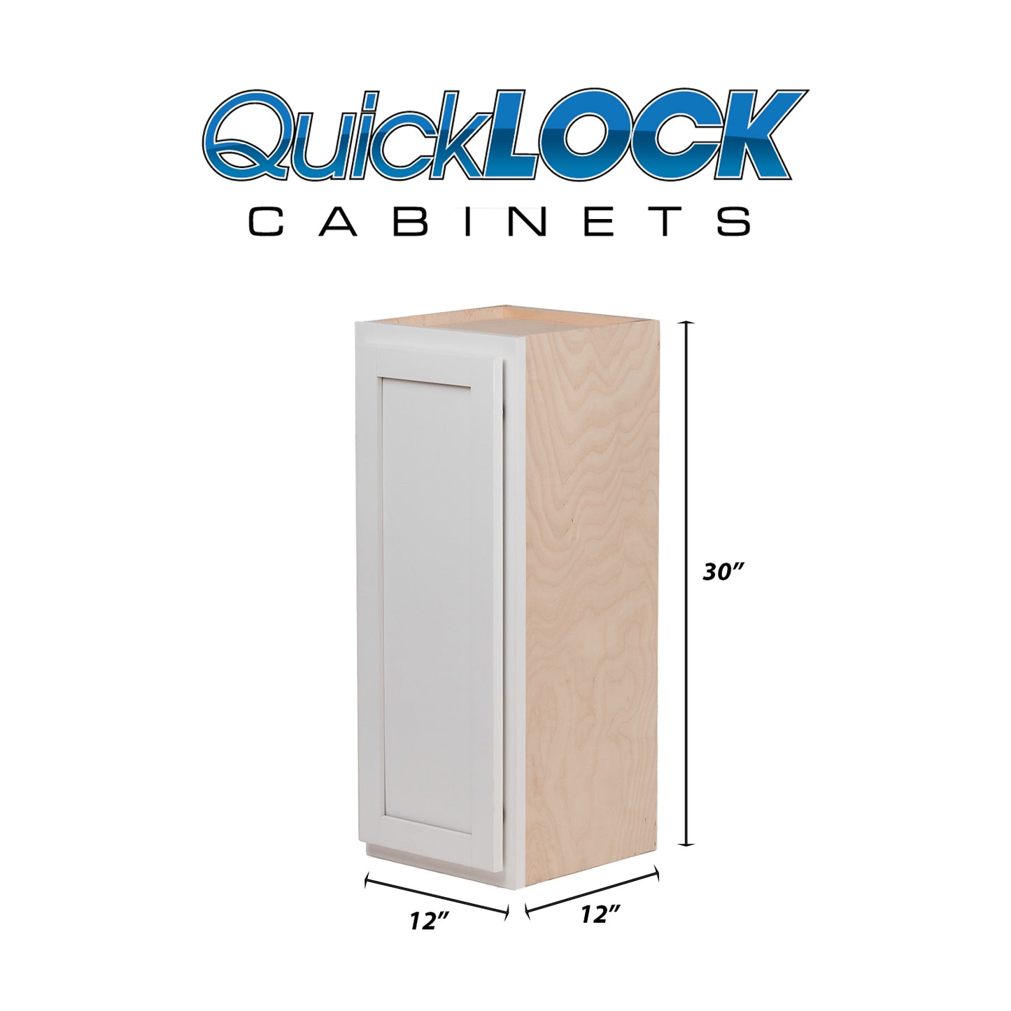 Quicklock RTA (Ready-to-Assemble) Pure White 12"Wx30"Hx12"D Wall Cabinet