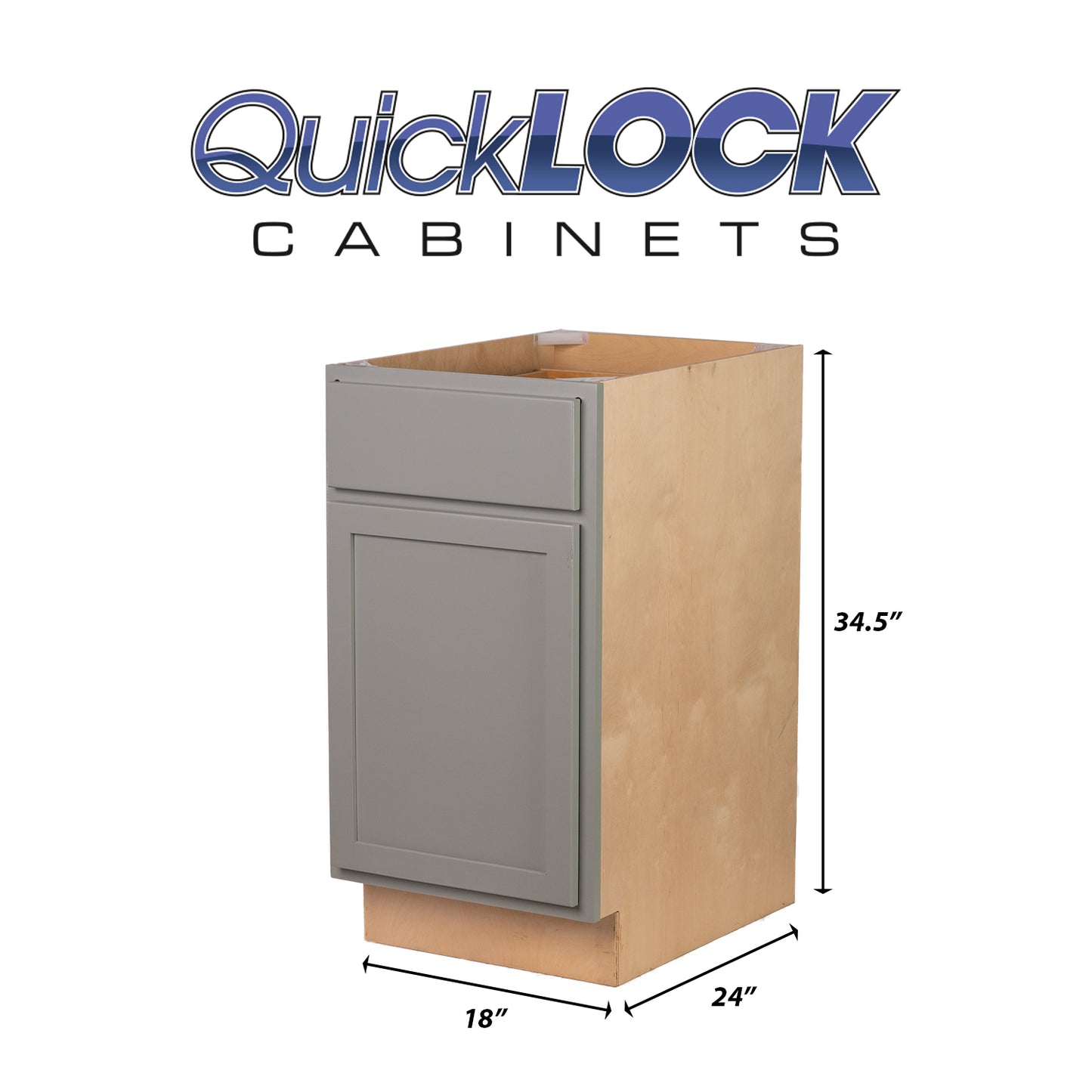 Quicklock RTA (Ready-to-Assemble) Magnetic Grey Base Cabinet | 18"Wx34.5"Hx24"D