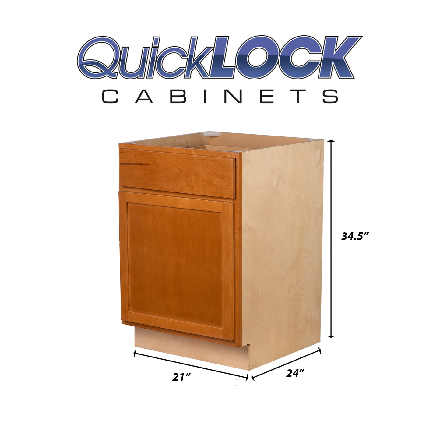 Quicklock RTA (Ready-to-Assemble) Provincial Stain Base Cabinet | 21"Wx34.5"Hx24"D