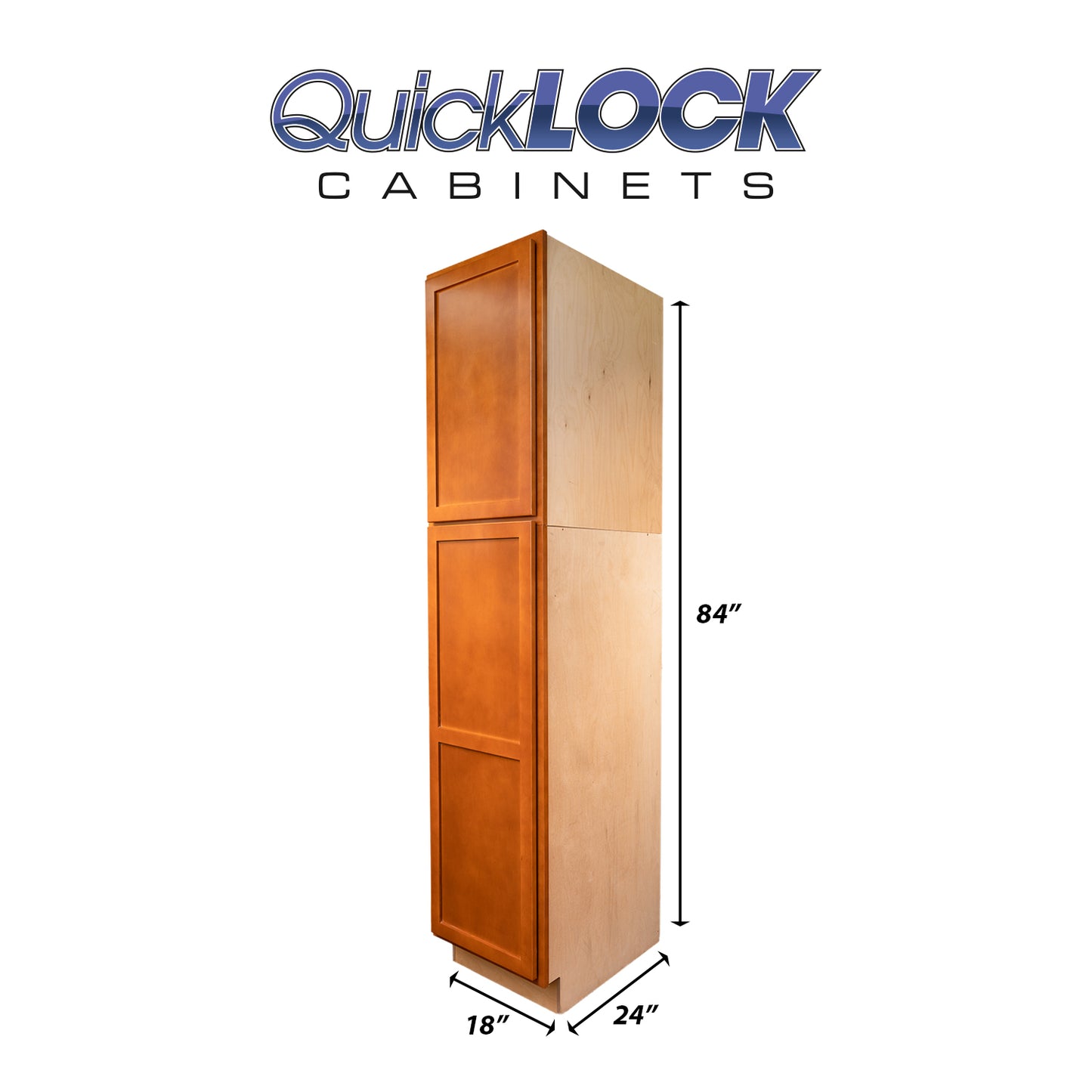 Quicklock RTA (Ready-to-Assemble) Provincial Stain Pantry Cabinet 18"Wx84"Hx24"D