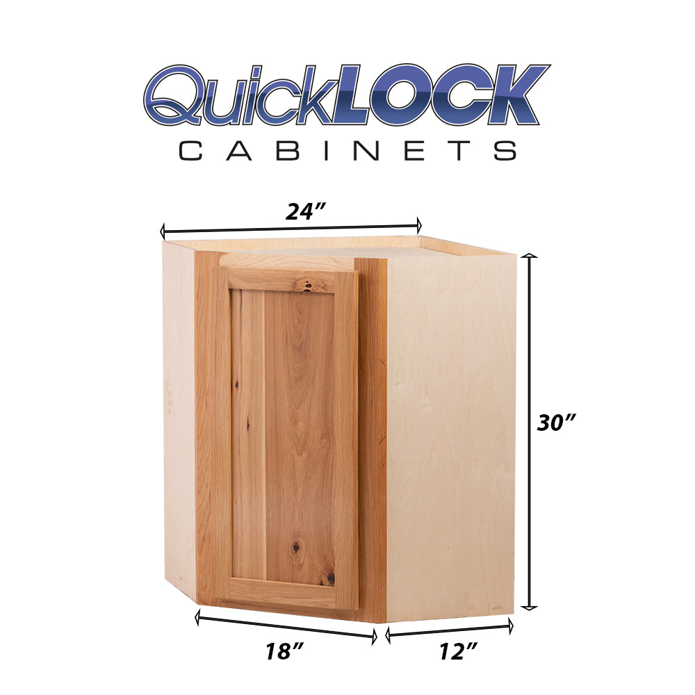 Quicklock RTA (Ready-to-Assemble) Rustic Hickory Wall Corner Cabinet- 24"W x (30", 36"H)