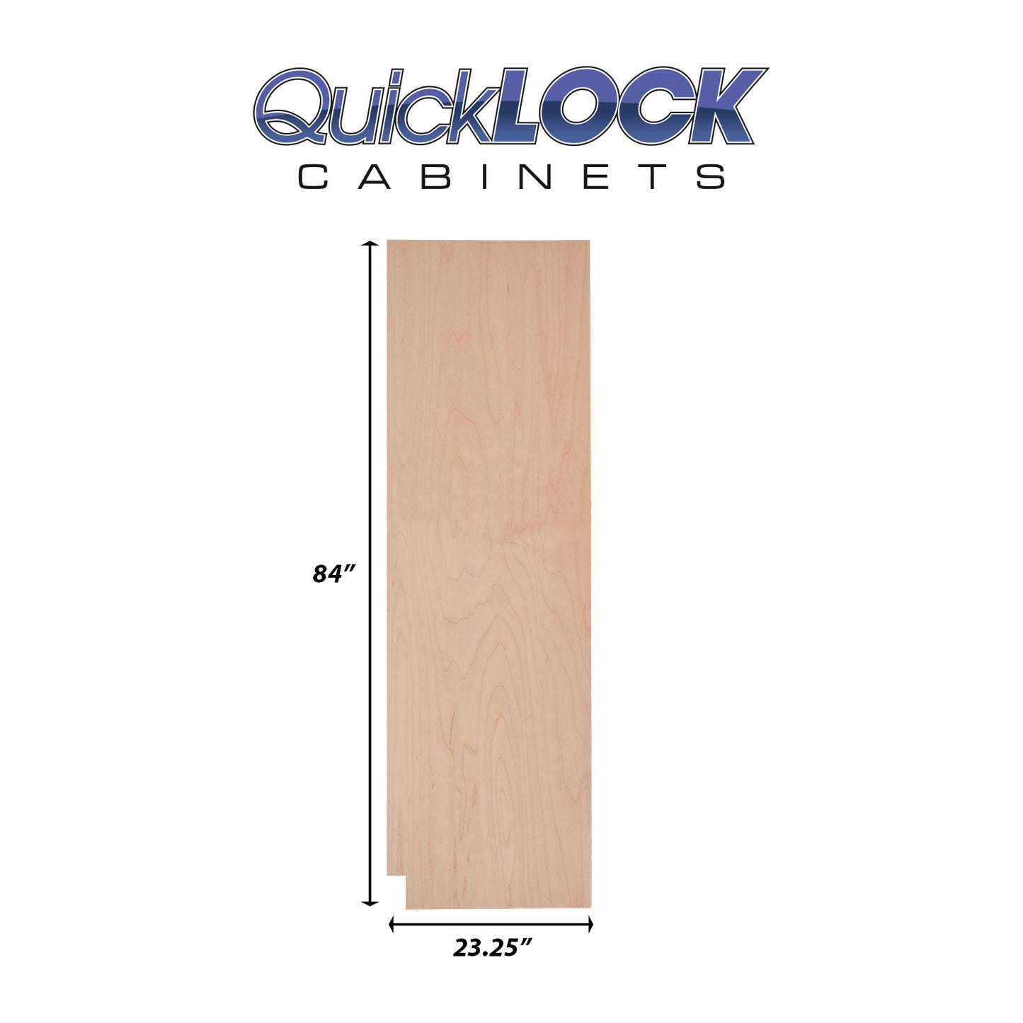 Quicklock RTA (Ready-to-Assemble) Raw Maple .25"X23.25"X84" Pantry End Panel - Right Side