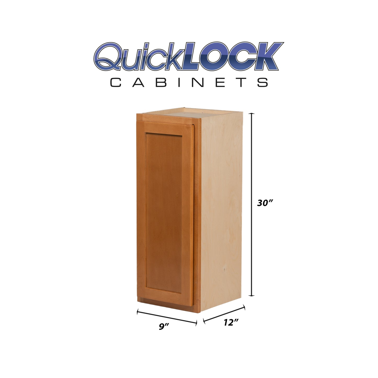 Quicklock RTA (Ready-to-Assemble) Provincial Stain 9"Wx30"Hx12"D Wall Cabinet