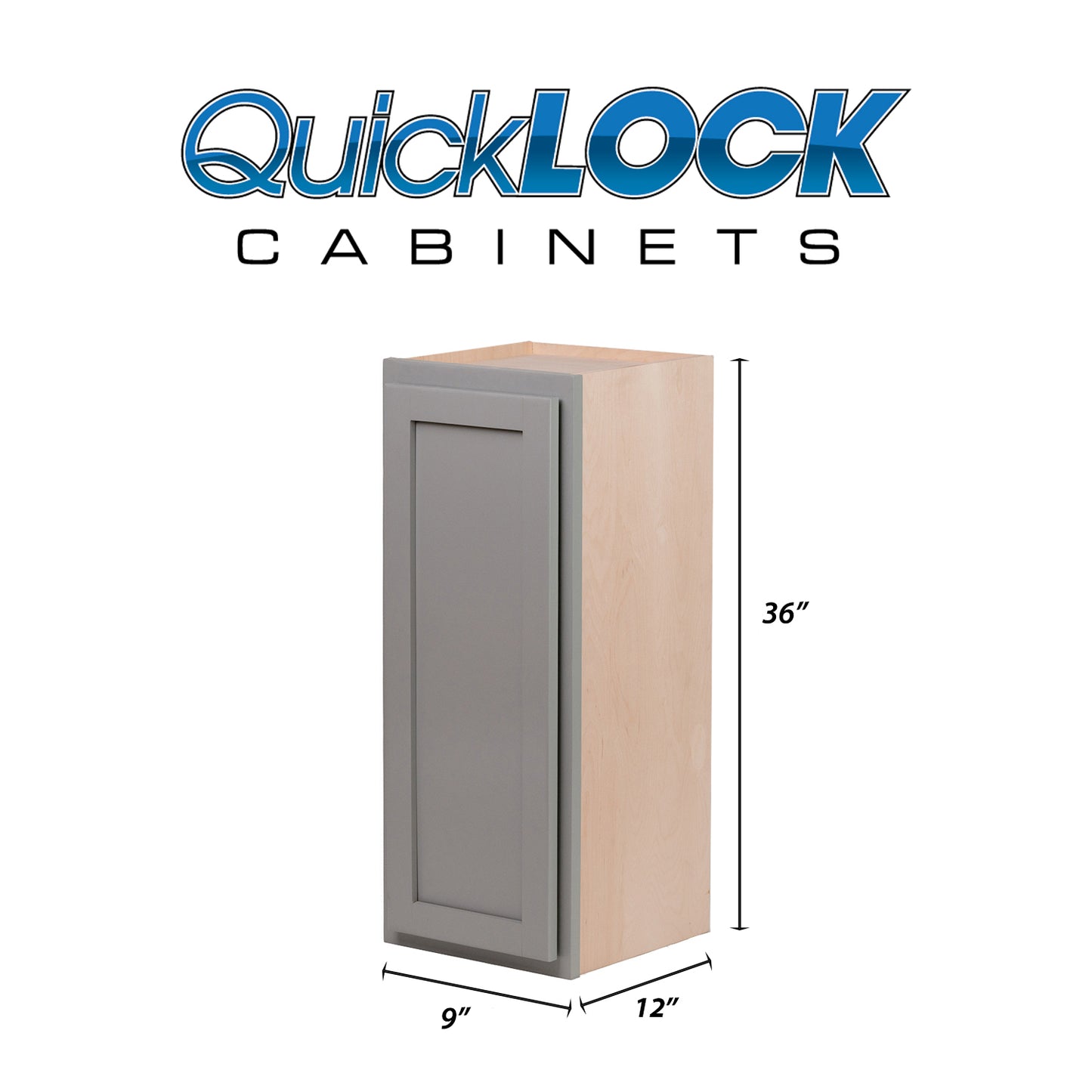 Quicklock RTA (Ready-to-Assemble) Magnetic Grey 9"Wx36"Hx12"D Wall Cabinet