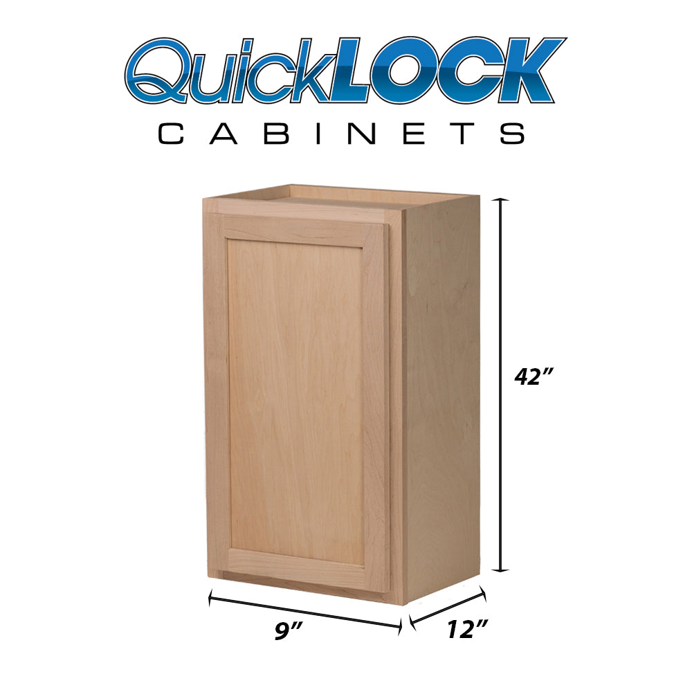 Quicklock RTA (Ready-to-Assemble) Raw Maple 9"Wx42"Hx12"D Wall Cabinet