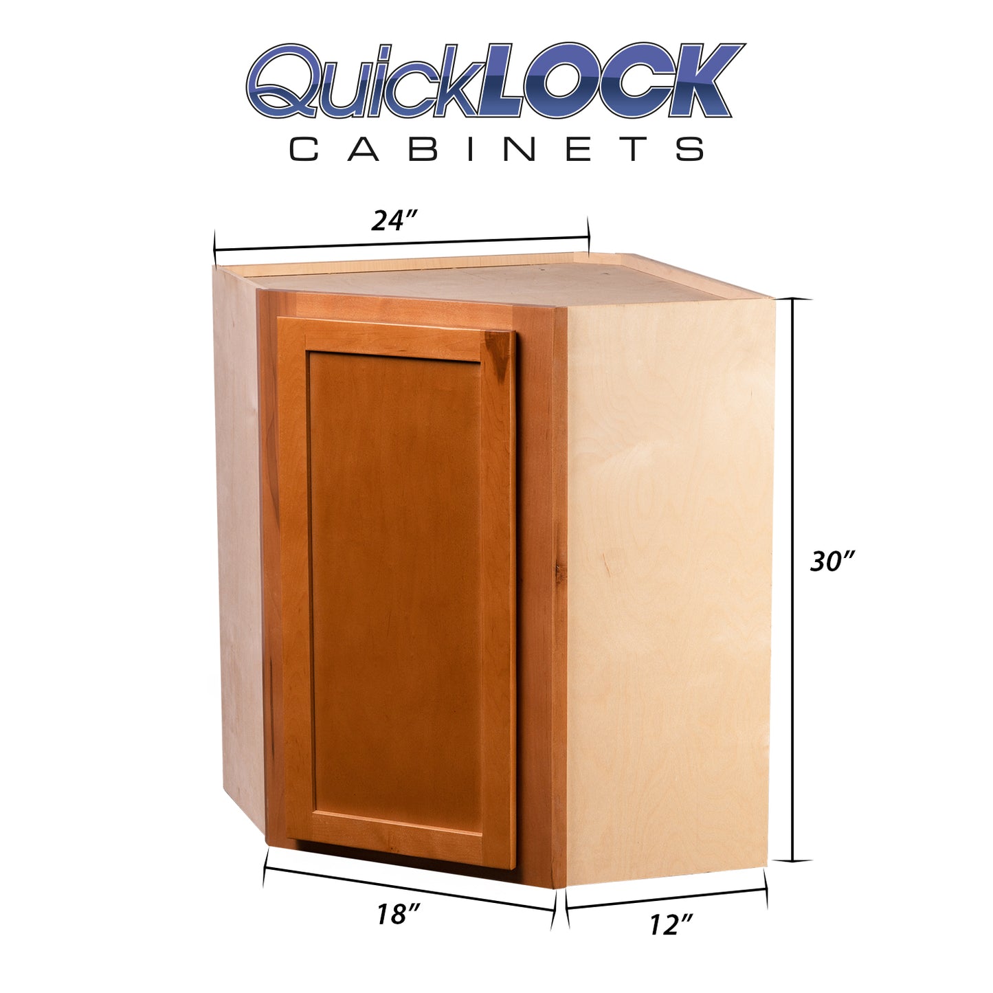 Quicklock RTA (Ready-to-Assemble) Provincial Stain 24"WX30"HX12"D Wall Corner Cabinet