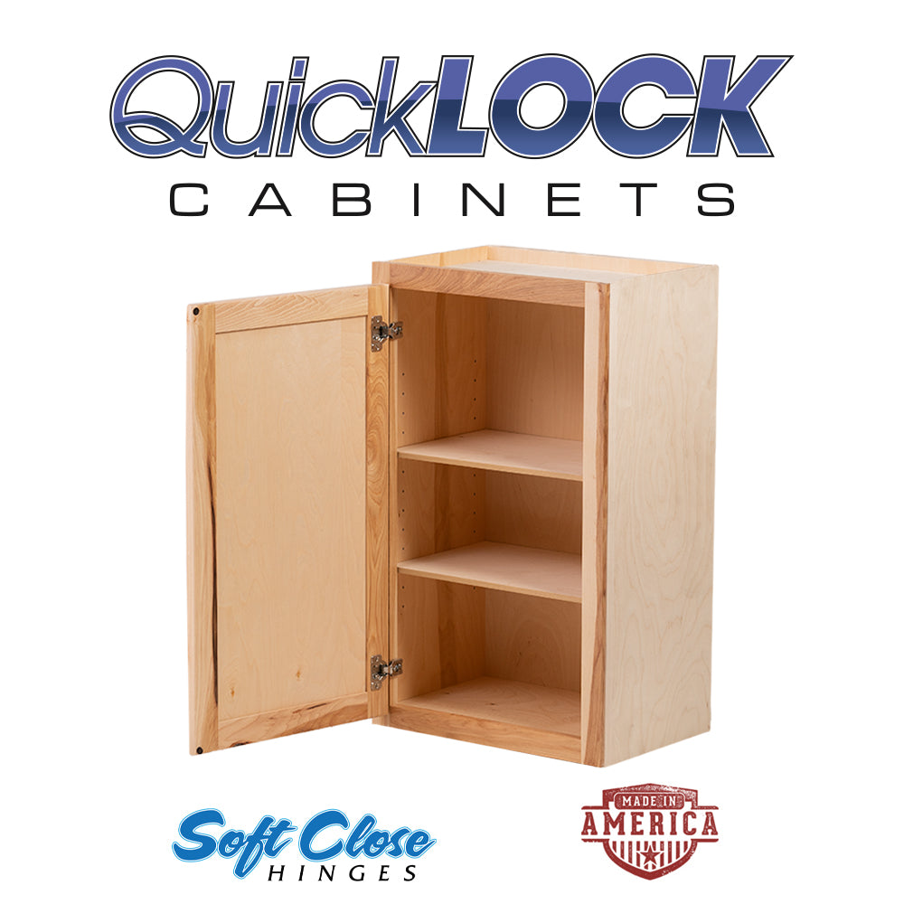 Quicklock RTA (Ready-to-Assemble) Rustic Hickory Wall Cabinet- Slim 42"H x (9", 12", 15"W)