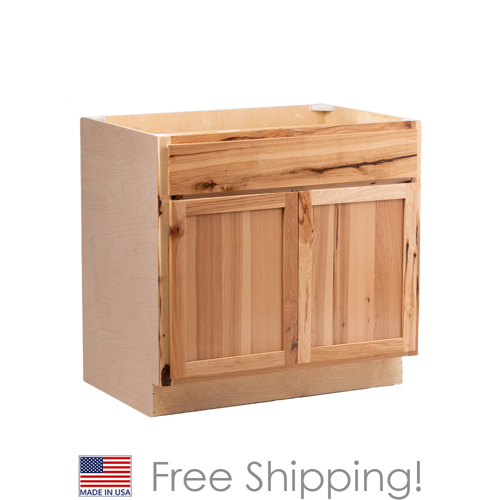 Quicklock RTA (Ready-to-Assemble) Rustic Hickory 36" Sink Base Cabinet | 36"Wx34.5"Hx24"D
