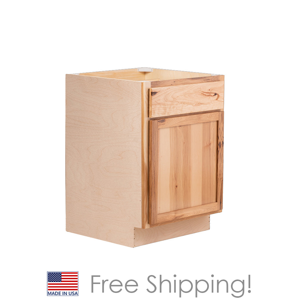 Quicklock RTA (Ready-to-Assemble) Rustic Hickory Base Cabinet- Single Door (12", 15", 18", 21", 24"W)