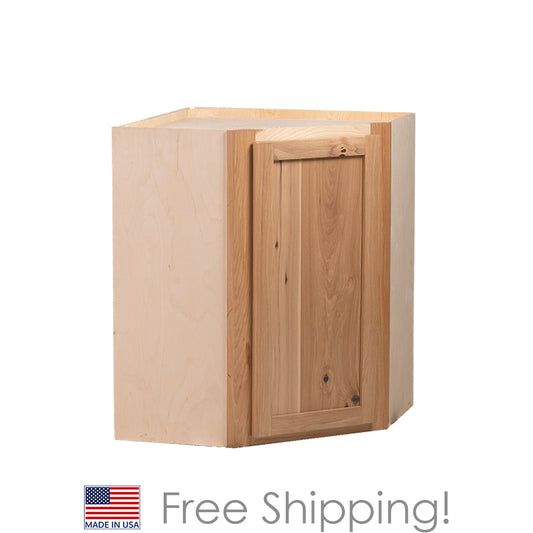 Quicklock RTA - Winding River Collection - Raw Hickory 24"Wx30"Hx12"D Corner Wall cabinet