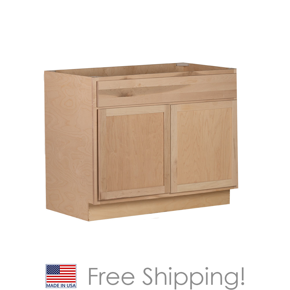 Quicklock RTA (Ready-to-Assemble) Raw Maple 36" Sink Base Cabinet | 36"Wx34.5"Hx24"D