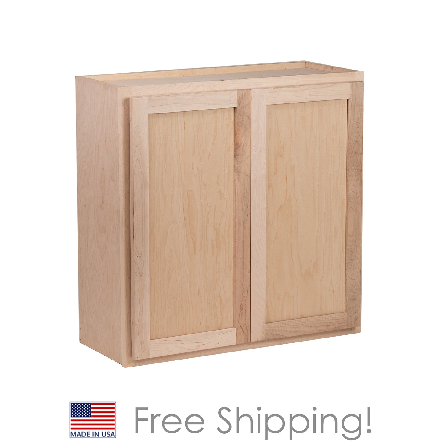 Quicklock RTA - Winding River Collection - Raw Maple 30"Wx30"Hx12"D Wall Cabinet