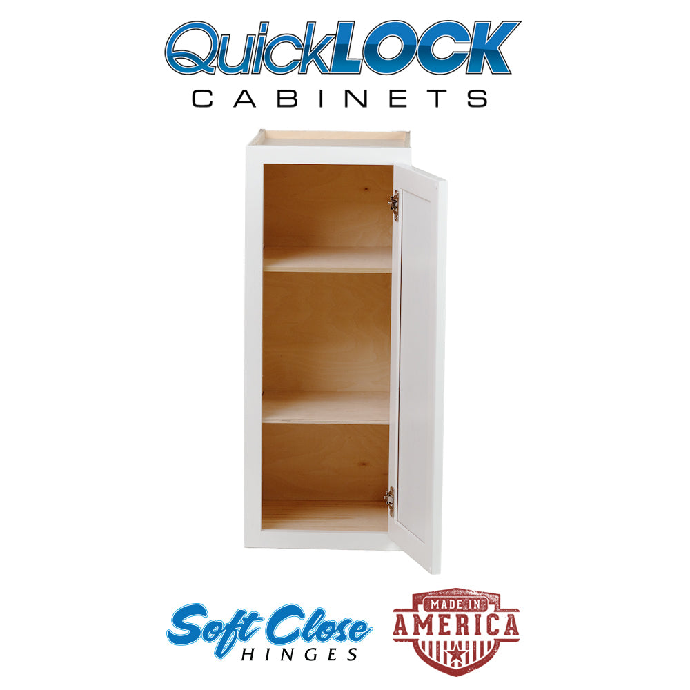 Quicklock RTA (Ready-to-Assemble) Pure White 9"Wx42"Hx12"D Wall Cabinet