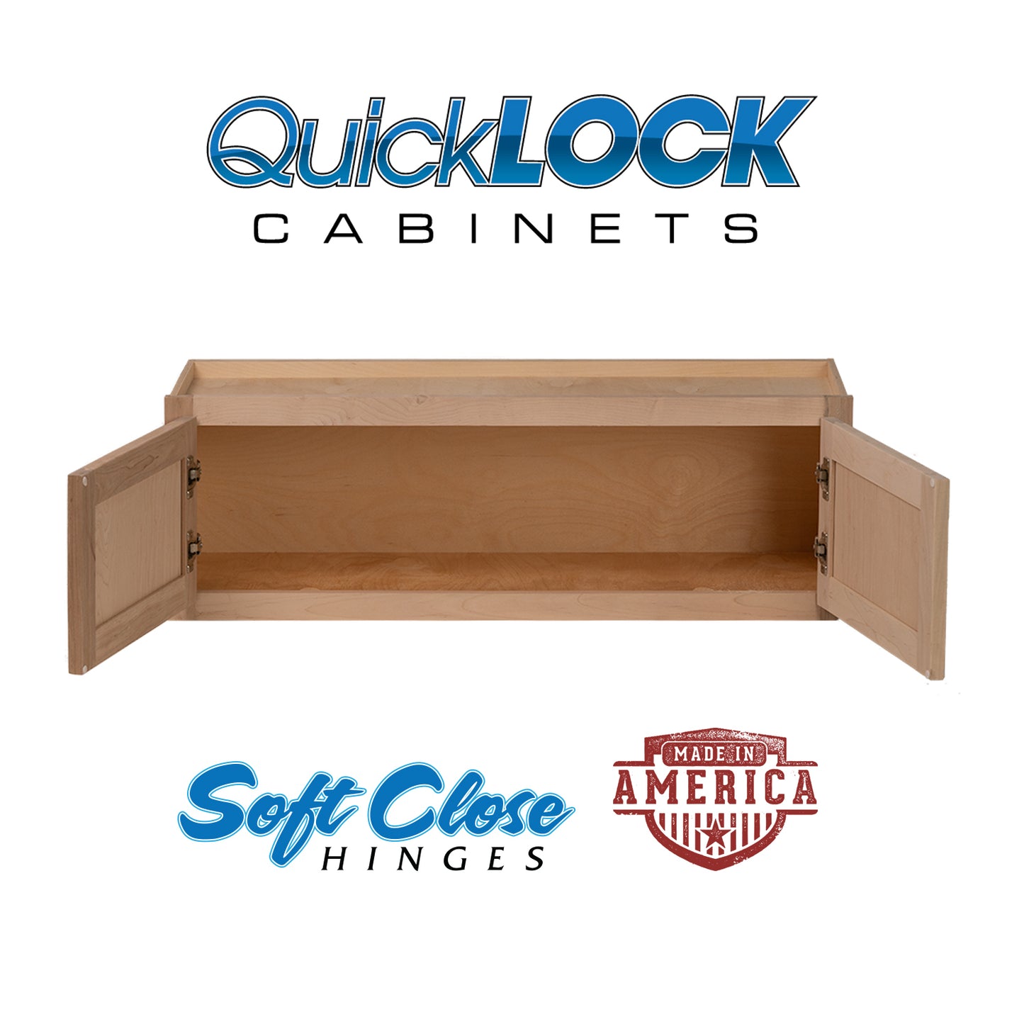 Quicklock RTA (Ready-to-Assemble) Raw Maple 36"Wx24"Hx12"D Wall Refrigerator