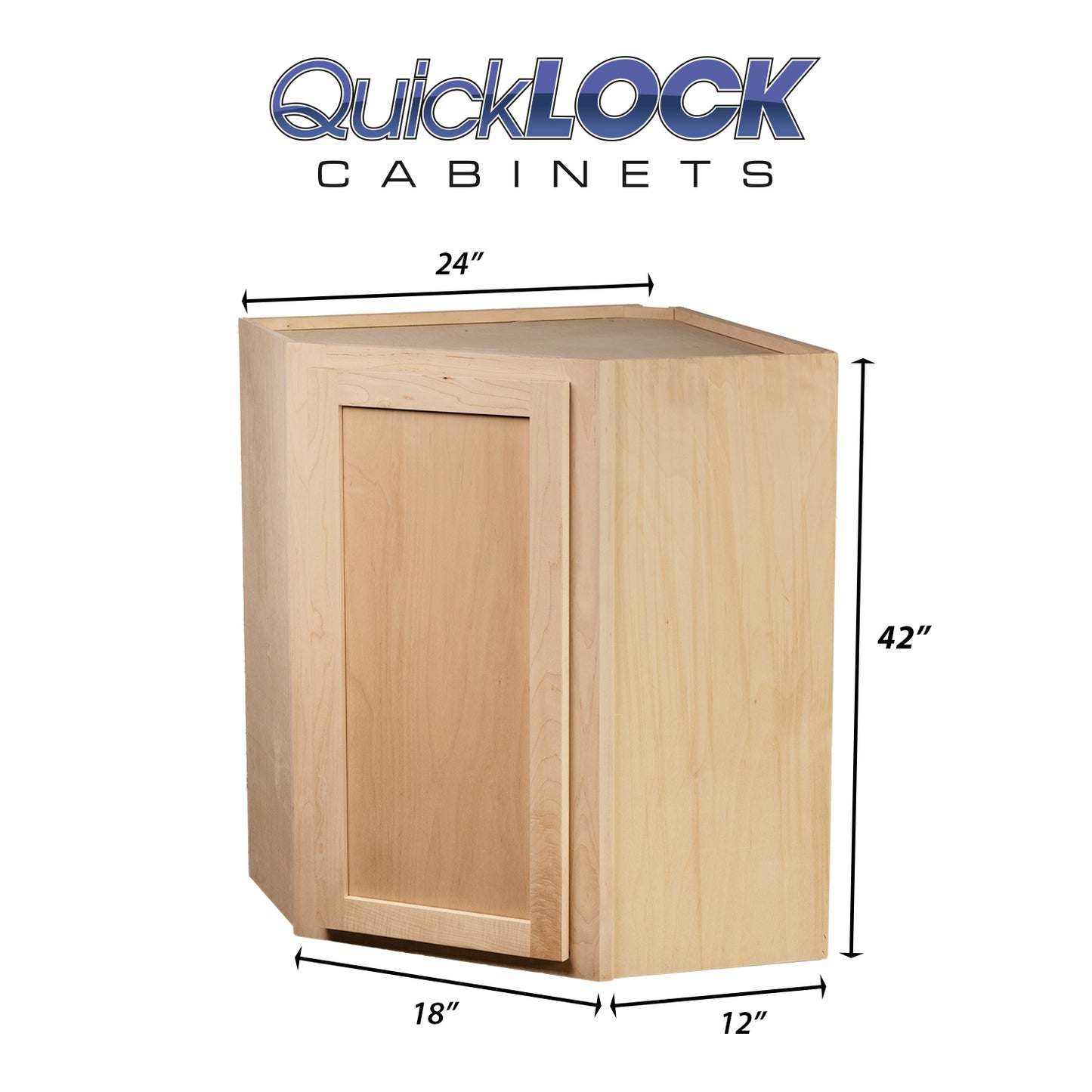 Quicklock RTA (Ready-to-Assemble) Raw Maple 24"Wx42"Hx12"D Wall Corner Cabinet