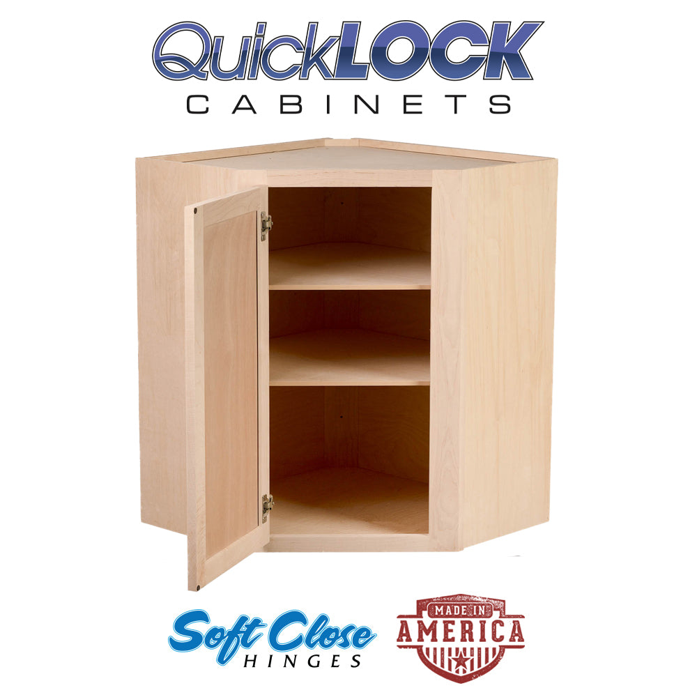 Quicklock RTA (Ready-to-Assemble) Raw Maple 24"Wx30"Hx12"D Wall Corner Cabinet